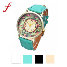 Retro Pastorale Floral PU Leather Dress Watch Band Analog Quartz WristWatch reloj mujer For Women IMY66