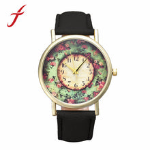 Retro Pastorale Floral PU Leather Dress Watch Band Analog Quartz WristWatch reloj mujer For Women IMY66