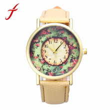 Retro Pastorale Floral PU Leather Dress Watch Band Analog Quartz WristWatch reloj mujer For Women IMY66