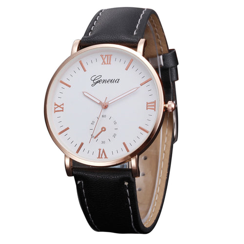 Retro Woman Dress Watches Casual PU Leather Band Analog Alloy Quartz Wrist Watch relogio feminino Geneva Watches IMY66