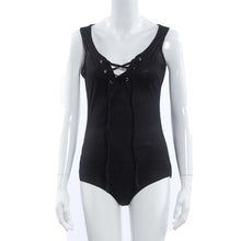 Romper Women Jumpsuit Sexy Deep V Neck Lace Up Bodycon Sleeveless Playsuit Metal Bodysuit Macacao Feminino Overall IMY66