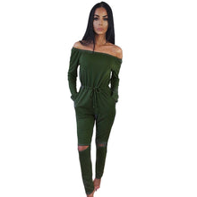 Rompers Womens Jumpsuit Women Sexy Off Shoulder Hole Clubwear Party Long Playsuit macacao Feminino Overalls IMY66