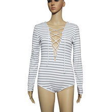 Rompers Womens Jumpsuit Bodysuit Sexy Bandage Bodycon Lace Up Stripe Rompers Beach Jumpsuit Overalls For Women macacao IMY66