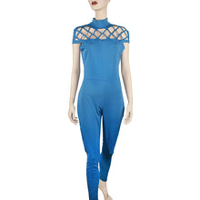 Rompers Womens Jumpsuit Choker Turtleneck Hollow Caged Sleeve Playsuits Long Overalls For Women macacao feminino longo IMY66