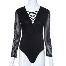 Rompers Womens Jumpsuit Lace Up Long Sleeve Sexy Bodysuit Women Tops Blouse Overalls monos largos de mujer IMY66