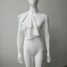 Ruffle White Sleeveless Sexy Bodysuit Women Short Elegant Jumpsuit Romper Zipper One Piece Bodysuit Top macacao feminino IMY66