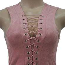 Sexy Dress For Womens Ladies Lace Up Pocket Sleeveless Bandage Bodycon Party Mini Dress vestidos femininos IMY66