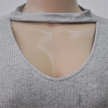 Sexy Choker Tee For Women Long Sleeve Hollow Out Romper V-neck Shirt Bodysuit Jumpsuit Tops macacao feminino IMY66