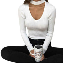 Sexy Choker Tee For Women Long Sleeve Hollow Out Romper V-neck Shirt Bodysuit Jumpsuit Tops macacao feminino IMY66