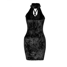 Sexy Clob Dress For Women Velvet Choker Deep V Neck Sleeveless Bodycon Bandage Party Mini Dress Vestido feminino IMY66