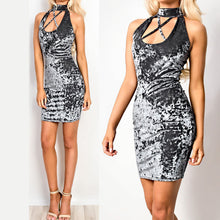Sexy Clob Dress For Women Velvet Choker Deep V Neck Sleeveless Bodycon Bandage Party Mini Dress Vestido feminino IMY66