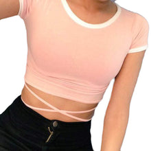 Sexy Crop Tops For Women T-Shirt Sexy Slim Short Sleeve Bandage Bustier Corset Tops Strappy Tank IMY66