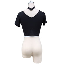 Sexy Crop Tops Women High Neck Halter Girls 90's Cropped T-Shirts Sexy Short Sleeve Fitness Women Short Crop Tops IMY66