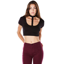 Sexy Crop Tops Women High Neck Halter Girls 90's Cropped T-Shirts Sexy Short Sleeve Fitness Women Short Crop Tops IMY66