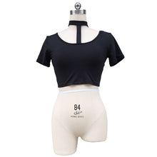 Sexy Crop Tops Women High Neck Halter Girls 90's Cropped T-Shirts Sexy Short Sleeve Fitness Women Short Crop Tops IMY66