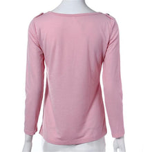 Sexy Deep V Neck T-Shirt Women Long Sleeve Pocket Button Tee Shirt Top tee shirt femme camisetas feminina vetement femme IMY66