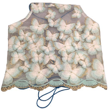 Sexy Halter Transparent Bustier Crop Tops Women Lace up Backless Tank Tops Elegant Gauze Sequin 3d Butterfly Club Camis IMY66