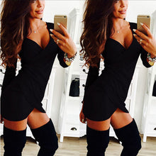 Sexy Womens Dress Casual Deep V Neck Long Sleeve Irregular Night Club Dress vestidos feminino IMY66