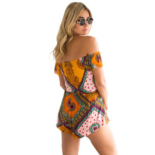 Sexy Off Shoulder Jumpsuit Women Boho Bohemia Classical Printed Beach Rompers Playsuit macacao feminino IMY66