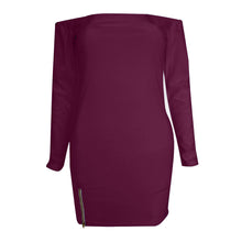 Sexy Party Dress For Women Zipper Solid Off The Shoulder Long Sleeve Bodycon Mini Dress vestidos femininos IMY66