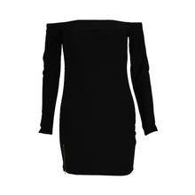 Sexy Party Dress For Women Zipper Solid Off The Shoulder Long Sleeve Bodycon Mini Dress vestidos femininos IMY66
