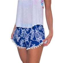 Sexy Shorts Women With High Waist Elastic Tassel Print Short Casual Ball Pom Pom Beach Short femme Feminino IMY66