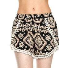 Sexy Shorts Women With High Waist Elastic Tassel Print Short Casual Ball Pom Pom Beach Short femme Feminino IMY66