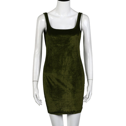 Sexy Velvet Dress For Women Solid Ladies Backless Sleeveless Short Evening Party Mini Dress Vestidos femininos IMY66