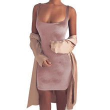 Sexy Velvet Dress For Women Solid Ladies Backless Sleeveless Short Evening Party Mini Dress Vestidos femininos IMY66