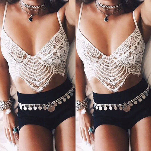 Sexy Vintage Women Crop Tops Lace Crochet Floral Hollow Bralette Bralet Bra Blouse Vest Bustier Cami Tops Unpadded Tank IMY66