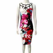 Sexy Women Bandage Bodycon Dress Ladies Sleeveless Floral Print Hollow Party Mini Dress vestidos femininos IMY66