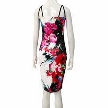 Sexy Women Bandage Bodycon Dress Ladies Sleeveless Floral Print Hollow Party Mini Dress vestidos femininos IMY66