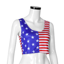 Sexy Women Crop Tops American Flag Printing Vest Tank Tops Sleeveless Cropped Tee Shirts regata feminina blusas IMY66