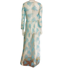 Sexy Women Dress See Through Lace Mesh Long Sleeve Casual Evening Party Long Maxi Dress vestidos femininos IMY66