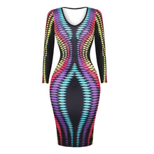 Sexy Women Dress Ladies Print Long Sleeve Bodycon Bandage Sheath Evening Party Pencil Long Maxi Dress vestidos femininos IMY66
