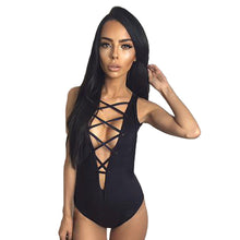 Sexy Women Jumpsuit Plunge V Neck Bandage Hollow Bandage Jumpsuit Ladies Sleeveless Party Rompers Bodysuits Tops Tee IMY66