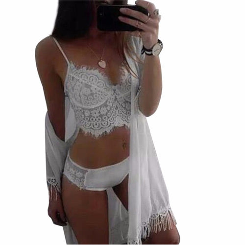 Sexy Women Lace Camis Crop Tops+Brief Underwear Set Club Nightwear Lingerie Melville Tops Blusa Feminina IMY66
