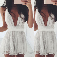 Sexy Women Lace Dress Bodycon Bandage Backless Cross Party Evening Short Dress Vestidos Femininos IMY66