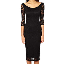 Sexy Women Lace Dress Lady Long Dress Three Quarter Sleeve Evening Party Slim Lace Maxi Dress vestidos femininos IMY66