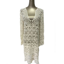 Sexy Women Lace Dress V Collar Hollow Bikini Swimwear Beach Dress Beach Sunscreen Mini Dress vestidos femininos IMY66