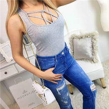 Sexy Women Lace Up Bodysuit Playsuit Cross Bandage Bodycon Tank Tops Party Jumpsuit Romper Bodysuit macacao feminino IMY66