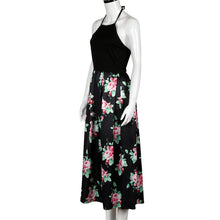 Sexy Women Long Dress Floral Printed Halterneck Sleeveless Party Evening Beach Maxi Dress vestidos feminino IMY66