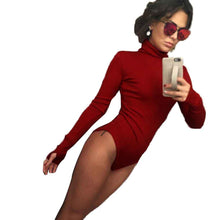 Sexy Women Long Sleeve Bodysuits Long Sleeve Turtleneck Romper Jumpsuit Playsuits Tops Tee Shirt macacao IMY66