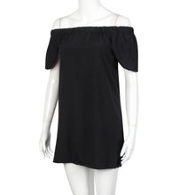 Sexy Women Off Shoulder Black Dress Casual Loose Short Sleeve Shirt Tops Shirt Mini Dress Party Dress vestidos femininos IMY66