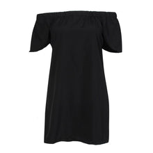 Sexy Women Off Shoulder Black Dress Casual Loose Short Sleeve Shirt Tops Shirt Mini Dress Party Dress vestidos femininos IMY66