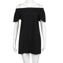Sexy Women Off Shoulder Black Dress Casual Loose Short Sleeve Shirt Tops Shirt Mini Dress Party Dress vestidos femininos IMY66