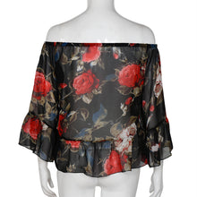 Sexy Women Off Shoulder Blouse Floral Print Chiffon Blouses Shirts Tops Crop Tops Blusas Femininas IMY66