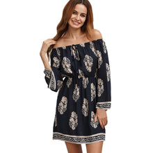 Sexy Women Off Shoulder Dress Slash neck Leaf Print Long Sleeve Party Mini Club Dress vestidos femininos IMY66
