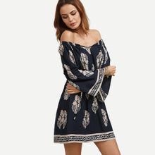 Sexy Women Off Shoulder Dress Slash neck Leaf Print Long Sleeve Party Mini Club Dress vestidos femininos IMY66