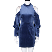 Sexy Women Off Shoulder Dress Velvet Bodycon Slim Party Cocktail Mini Dress vestidos femininos robe IMY66